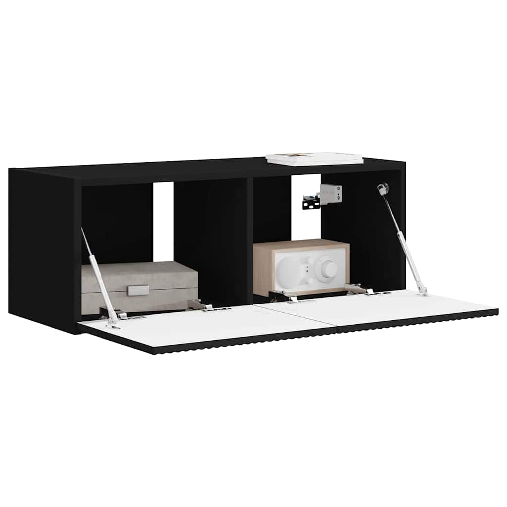 Meuble TV mural Noir 78,5 x 31 x 29,5 cm Bois d'ingénierie