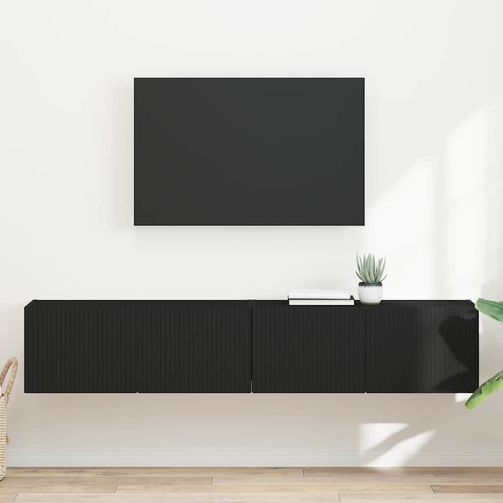 Meuble TV mural Montage mural 2 pcs Noir 78,5 x 31 x 29,5 cm