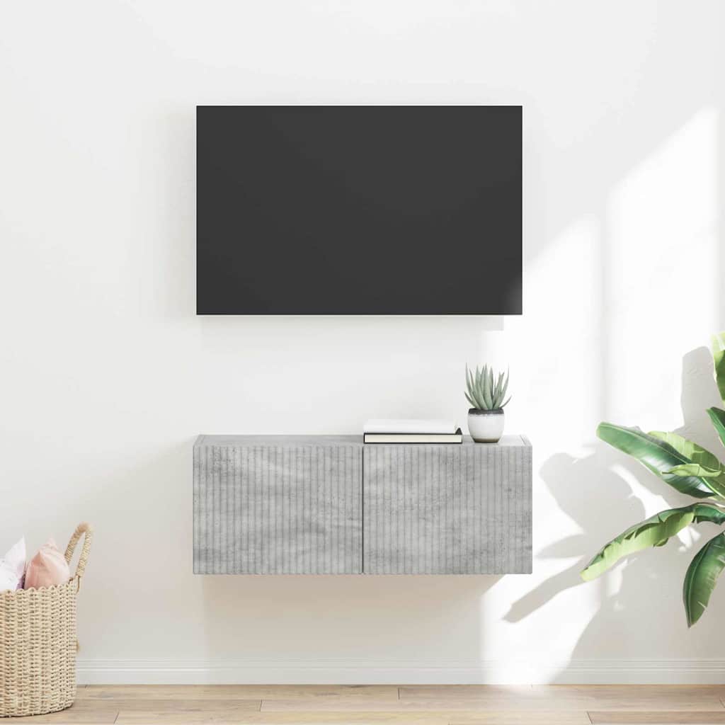 Meuble TV mural Béton 78,5 x 31 x 29,5 cm Bois d'ingénierie - XIOS