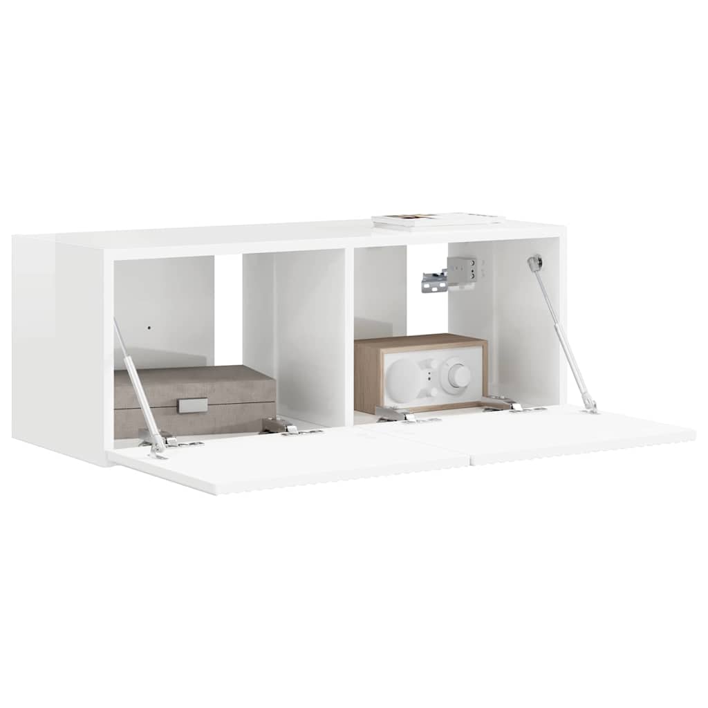 Meuble TV mural Blanc Brillant 78,5 x 31 x 29,5 cm - XIOS