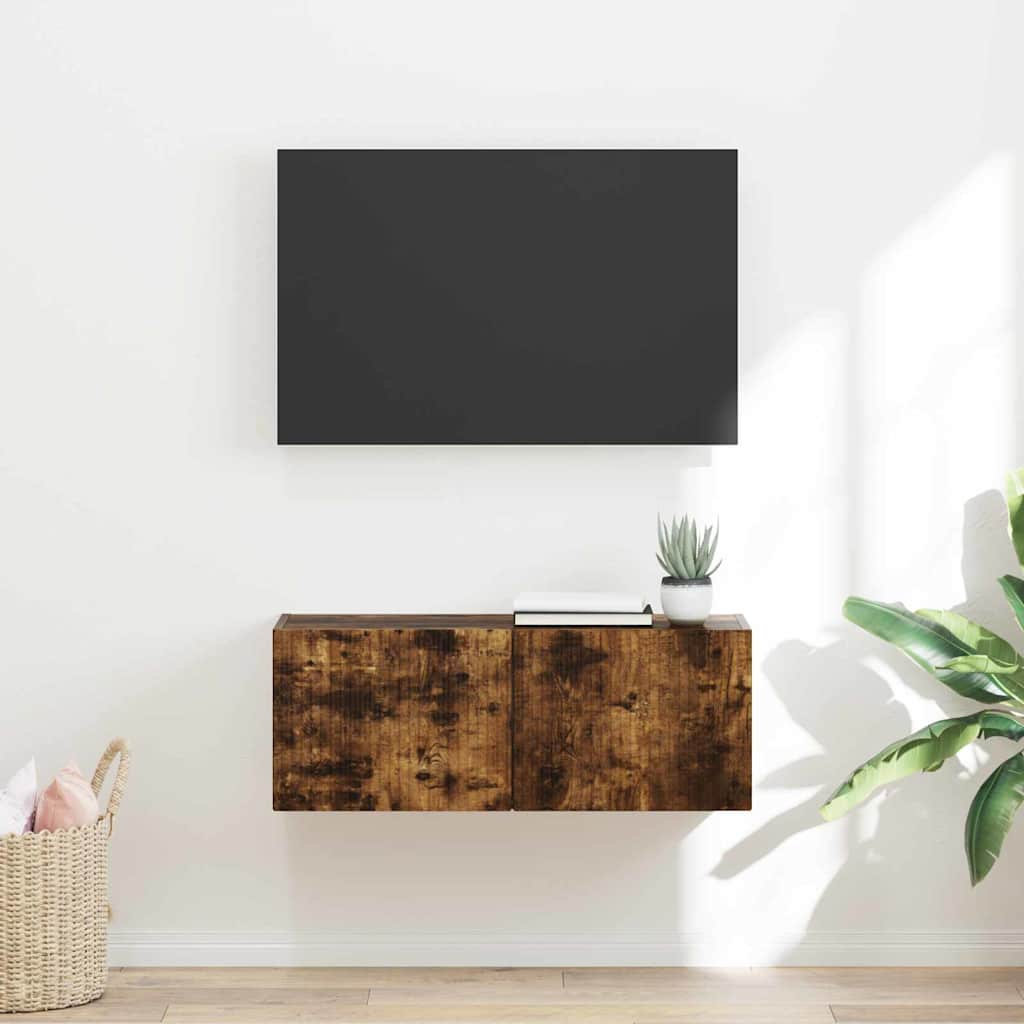Meuble TV mural Montage mural Chêne fumé 78,5 x 31 x 29,5 cm - XIOS