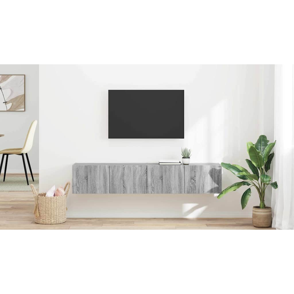 Meuble TV mural 2 pcs Gris Sonoma 78,5 x 31 x 29,5 cm - XIOS