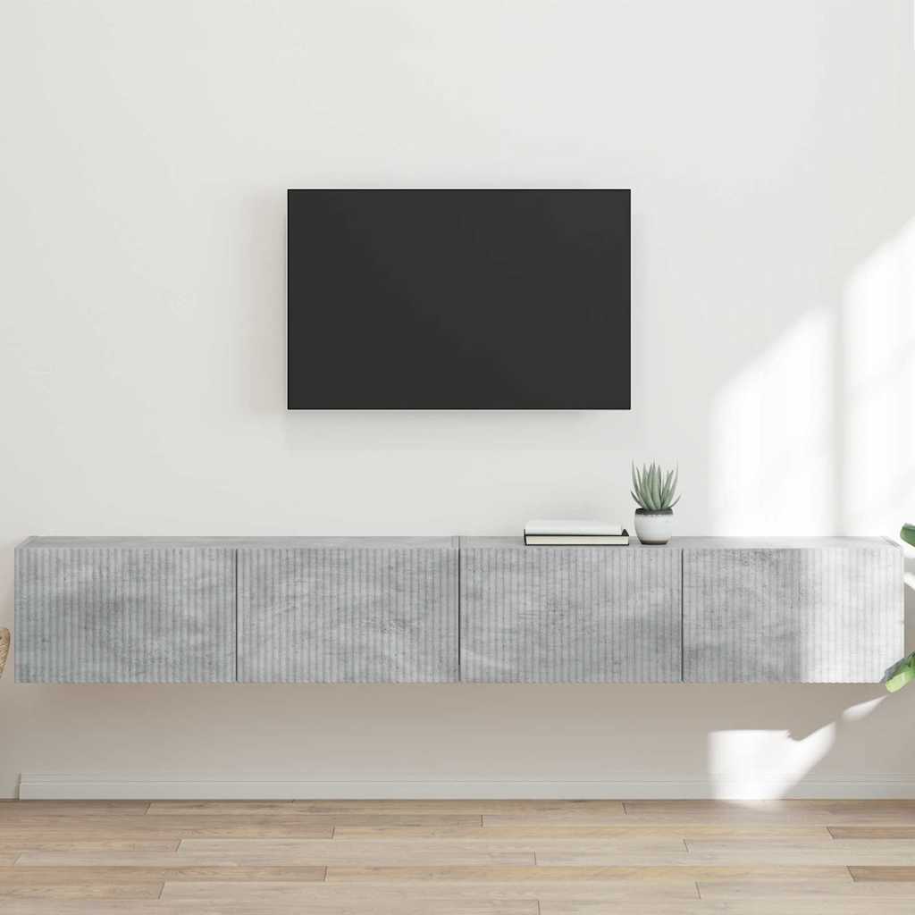 Meuble TV mural 2 pcs Béton 98 x 31 x 29,5 cm Bois d'ingénierie - XIOS