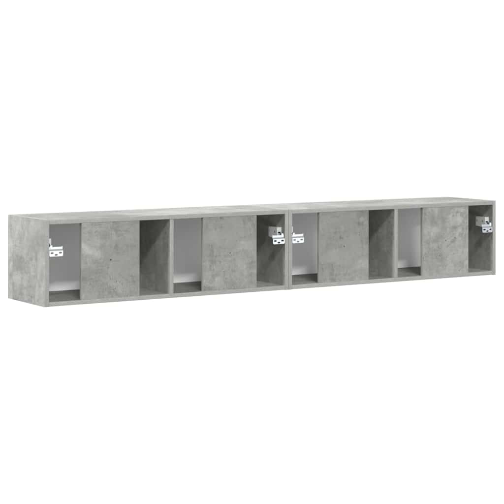 Meuble TV mural 2 pcs Béton 98 x 31 x 29,5 cm Bois d'ingénierie - XIOS