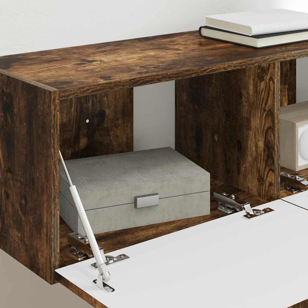 Meuble TV mural Chêne fumé 98 x 31 x 29,5 cm Bois d'ingénierie - XIOS