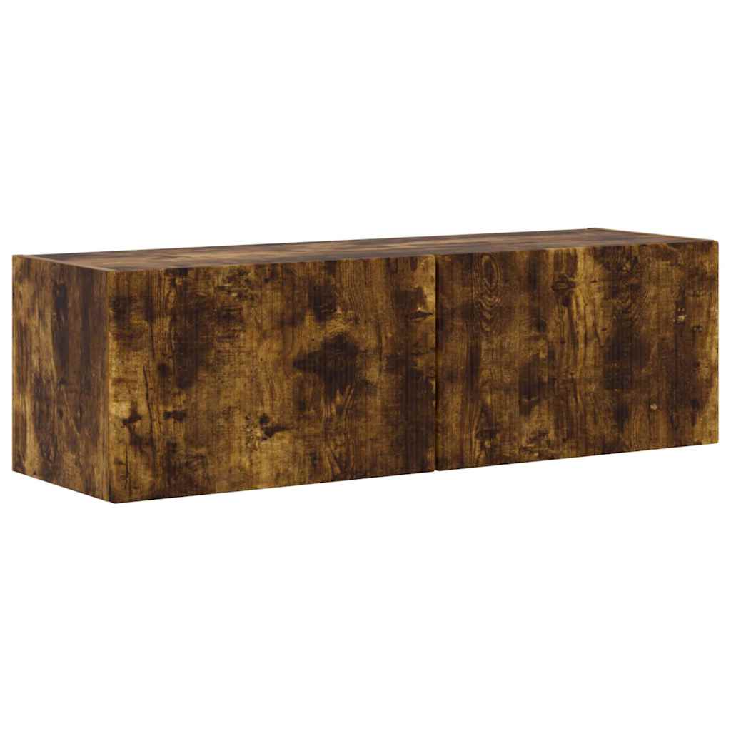 Meuble TV mural Chêne fumé 98 x 31 x 29,5 cm Bois d'ingénierie - XIOS