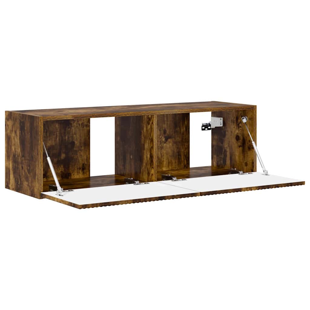 Meuble TV mural Chêne fumé 98 x 31 x 29,5 cm Bois d'ingénierie - XIOS