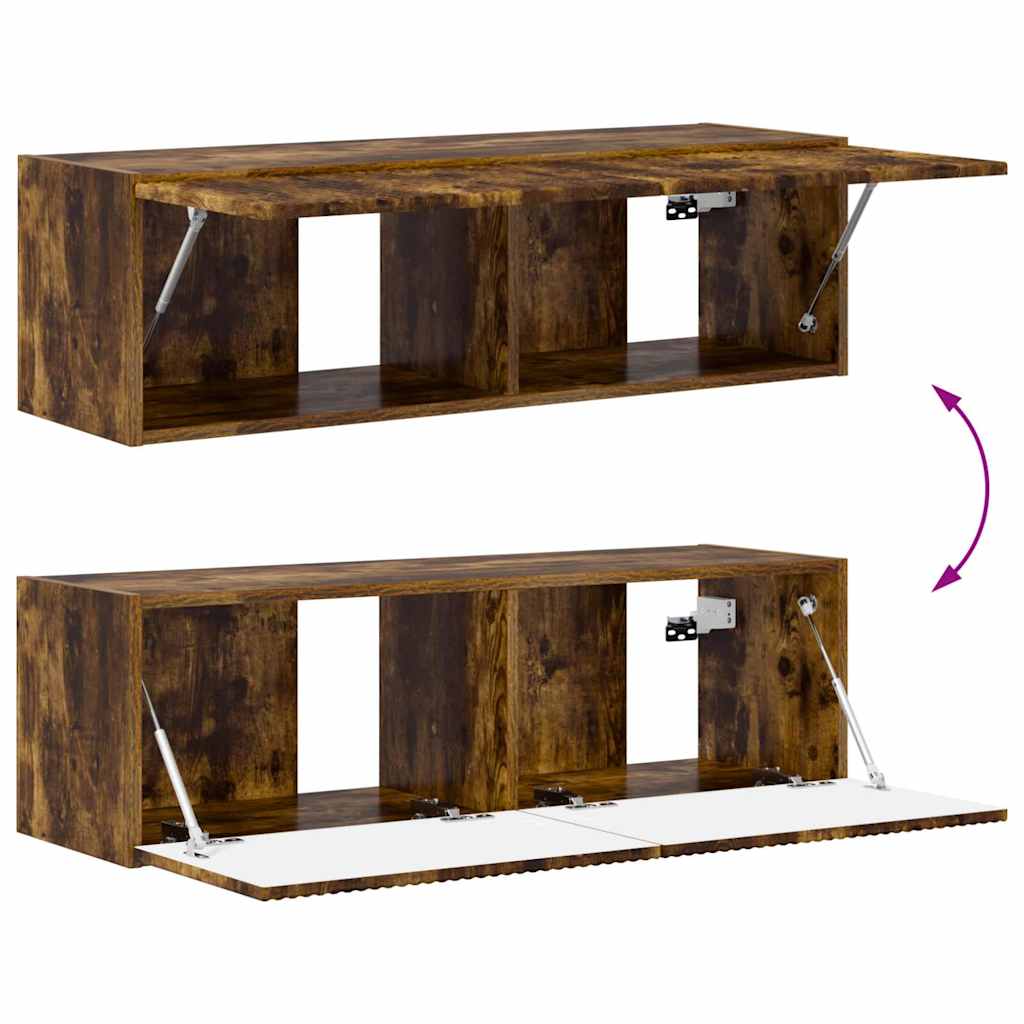 Meuble TV mural Chêne fumé 98 x 31 x 29,5 cm Bois d'ingénierie - XIOS