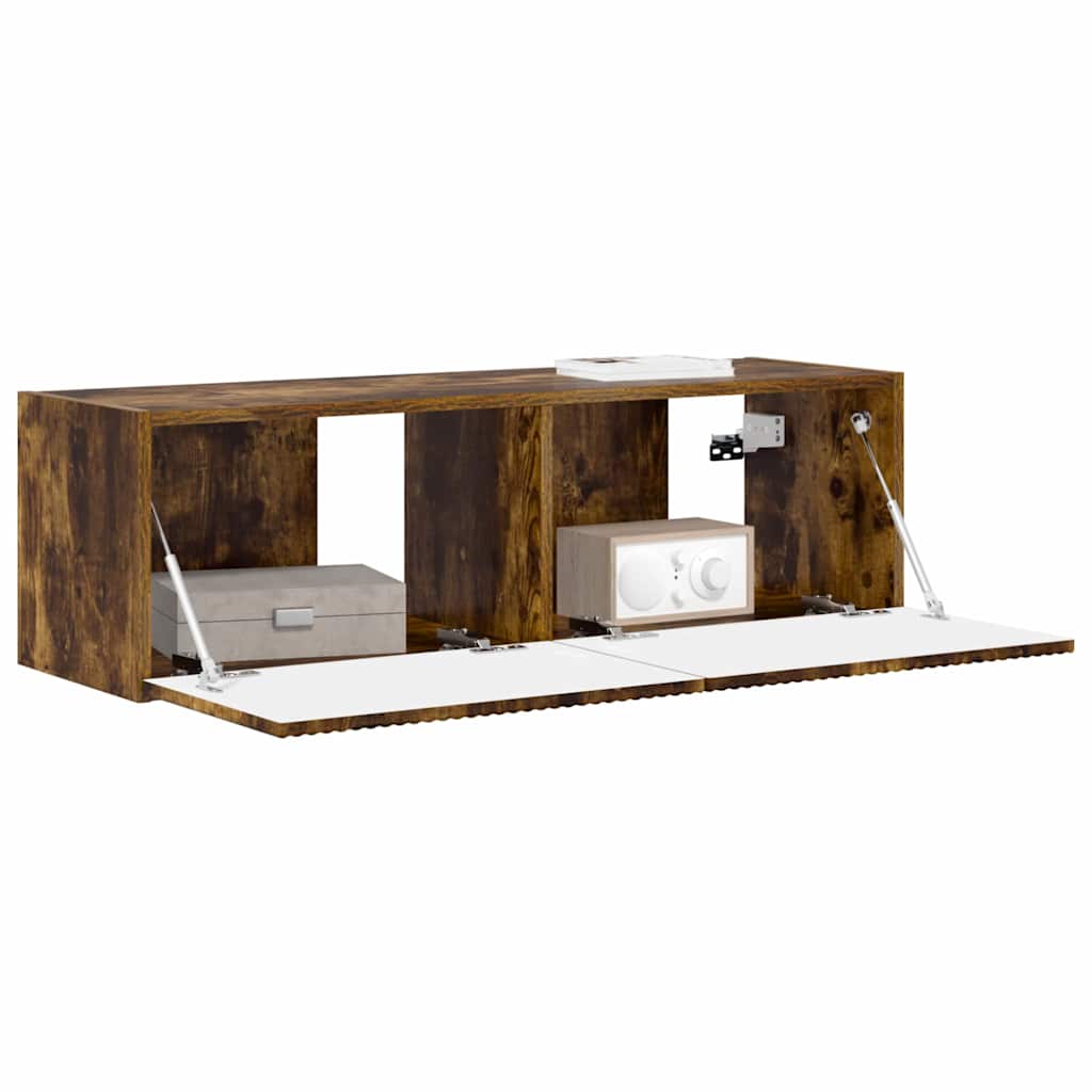 Meuble TV mural Chêne fumé 98 x 31 x 29,5 cm Bois d'ingénierie - XIOS