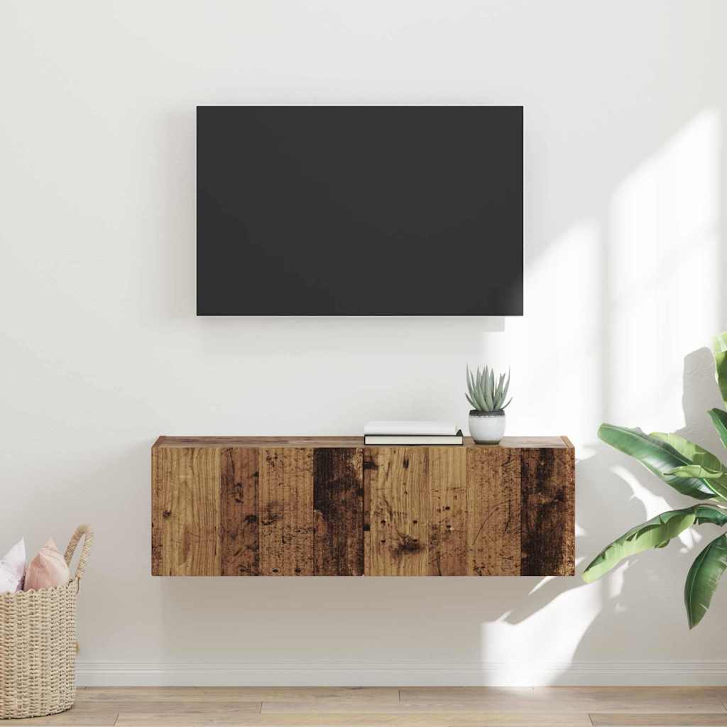 Meuble TV mural Bois Ancien 98 x 31 x 29,5 cm Bois d'ingénierie - XIOS