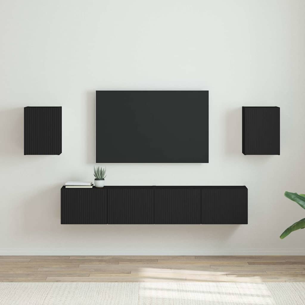 Meuble TV mural 2 pcs Noir 30 x 31 x 40 cm Bois d'ingénierie - XIOS