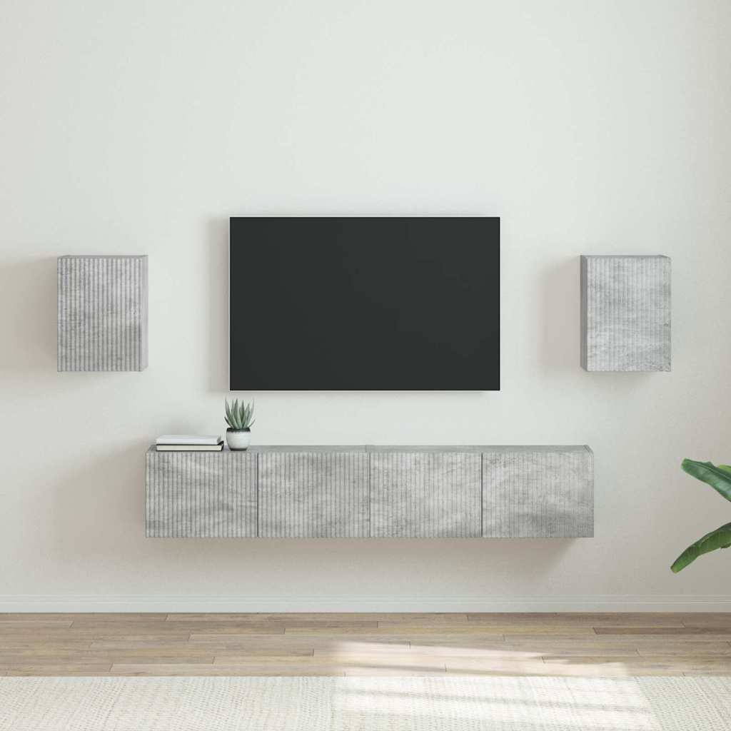 Meuble TV mural 2 pcs Béton 30 x 31 x 40 cm Bois d'ingénierie - XIOS