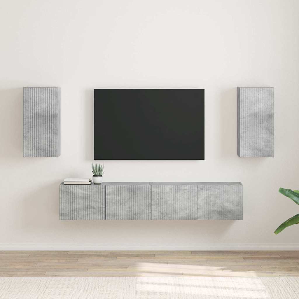 Meuble TV mural 2 pcs Béton 30 x 31 x 60 cm Bois d'ingénierie - XIOS