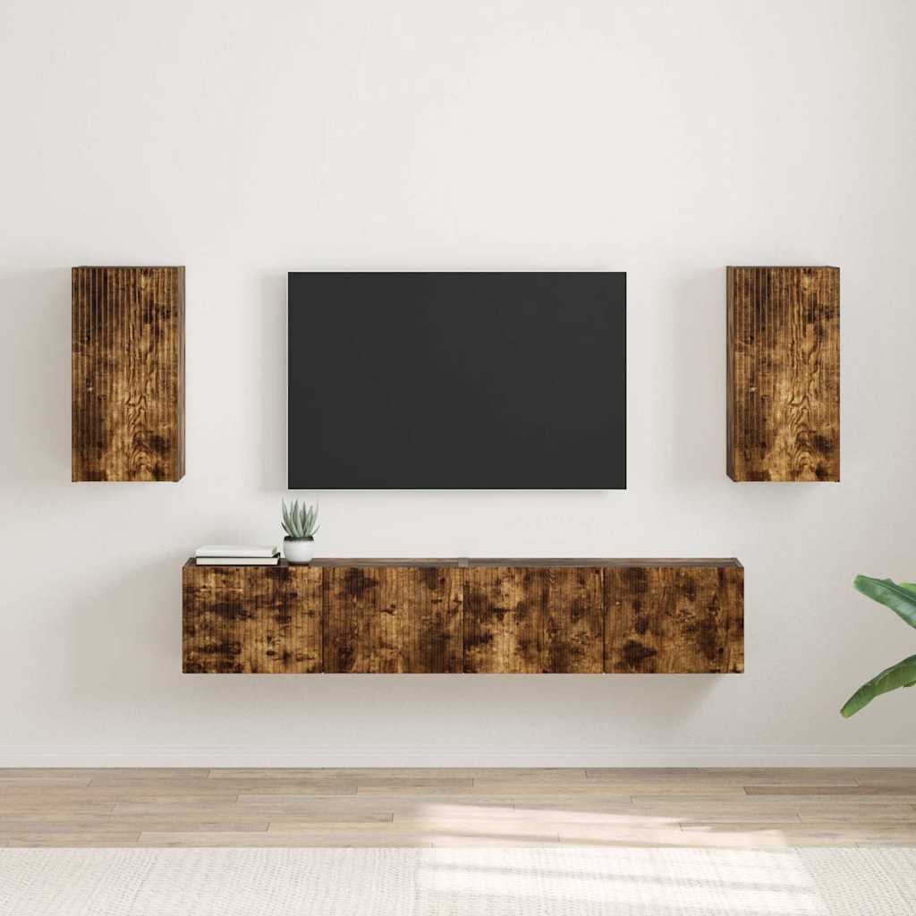 Meuble TV mural Montage mural 2 pcs Chêne fumé 30 x 31 x 60 cm - XIOS