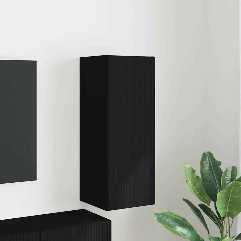 Meuble TV mural Noir 30 x 31 x 80 cm Bois d'ingénierie - XIOS