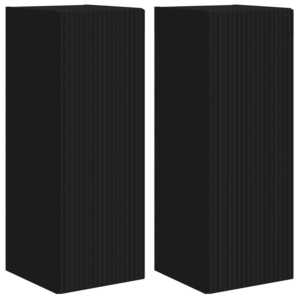 Meuble TV mural 2 pcs Noir 30 x 31 x 80 cm Bois d'ingénierie - XIOS