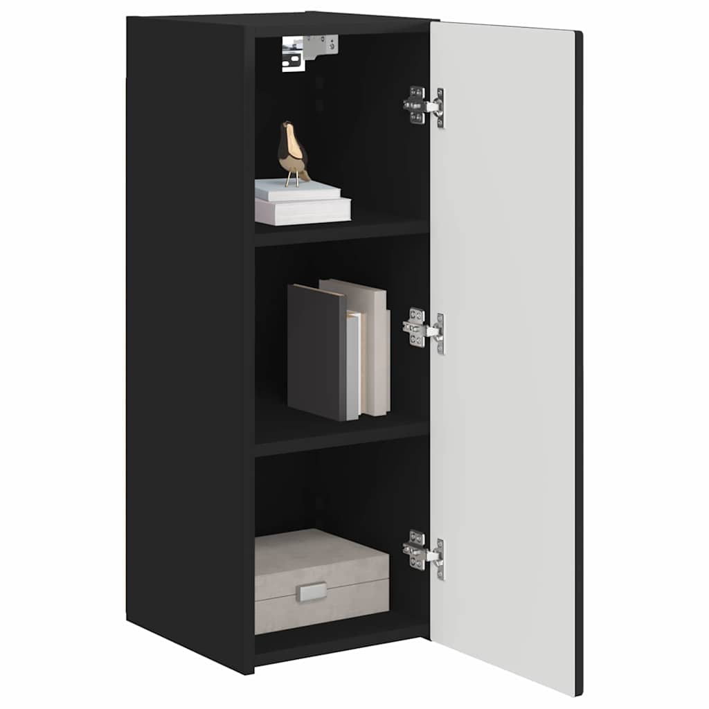 Meuble TV mural 2 pcs Noir 30 x 31 x 80 cm Bois d'ingénierie - XIOS