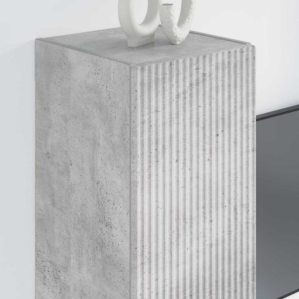 Meuble TV mural 2 pcs Béton 30 x 31 x 80 cm Bois d'ingénierie - XIOS