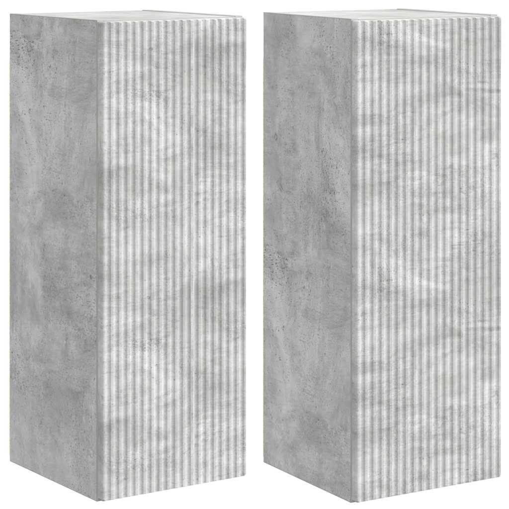 Meuble TV mural 2 pcs Béton 30 x 31 x 80 cm Bois d'ingénierie - XIOS