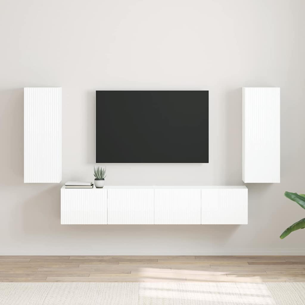 Meuble TV mural 2 pcs Blanc Brillant 30 x 31 x 80 cm - XIOS