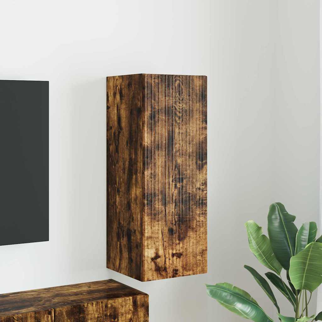 Meuble TV mural Chêne fumé 30 x 31 x 80 cm Bois d'ingénierie - XIOS