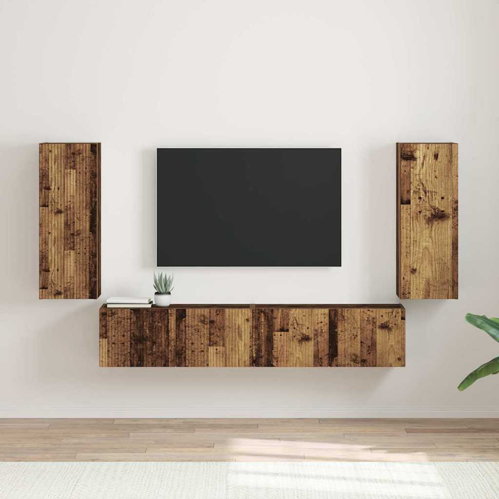 Meuble TV mural Montage mural 2 pcs Bois Ancien 30 x 31 x 80 cm - XIOS