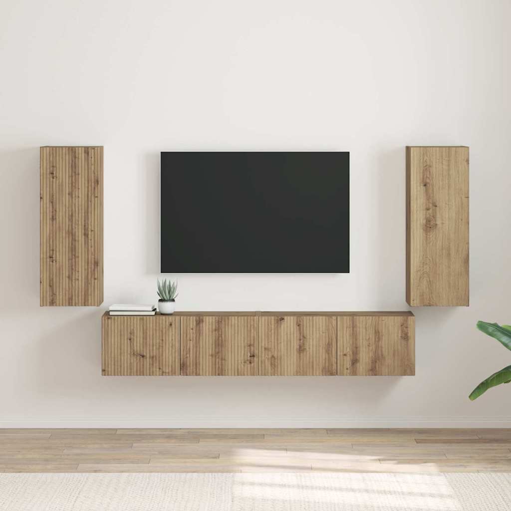 Meuble TV mural 2 pcs Chêne artisan 30 x 31 x 80 cm - XIOS