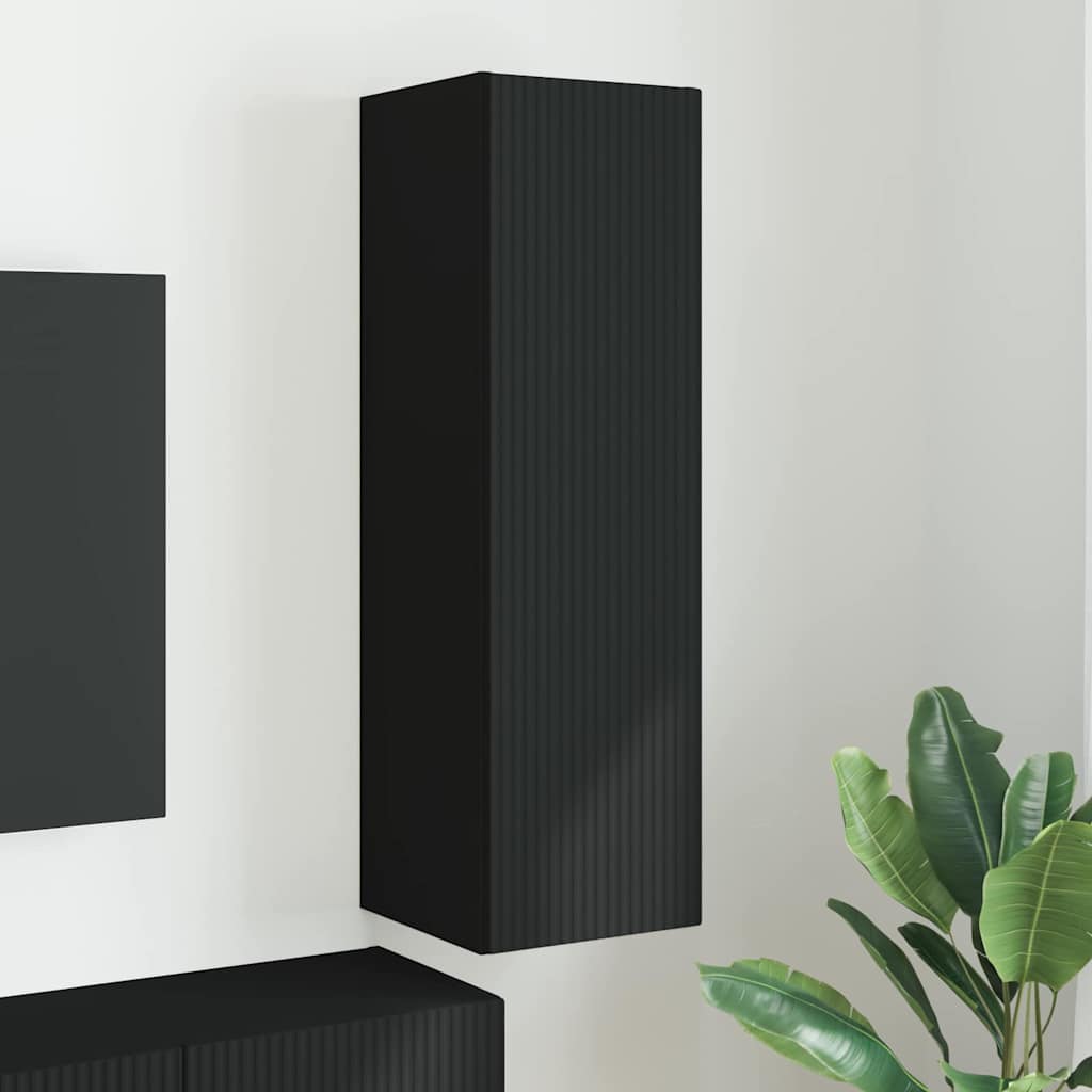 Meuble TV mural Noir 30 x 31 x 100 cm Bois d'ingénierie - XIOS