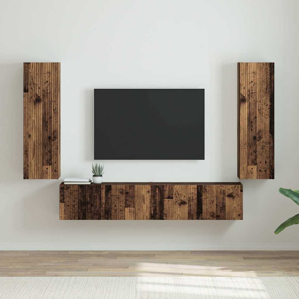 Meuble TV mural 2 pcs Bois Ancien 30 x 31 x 100 cm - XIOS