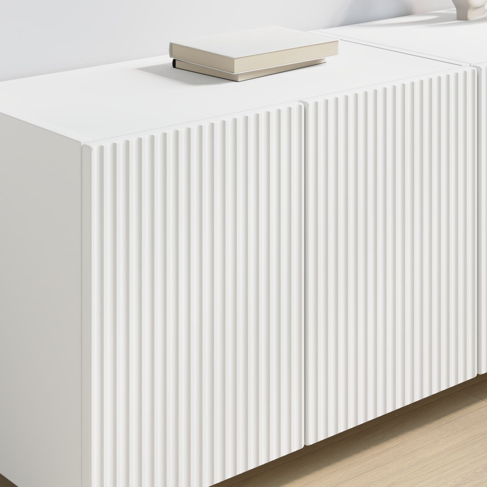 Meuble TV mural 2 pc Blanc Bois d'ingénierie