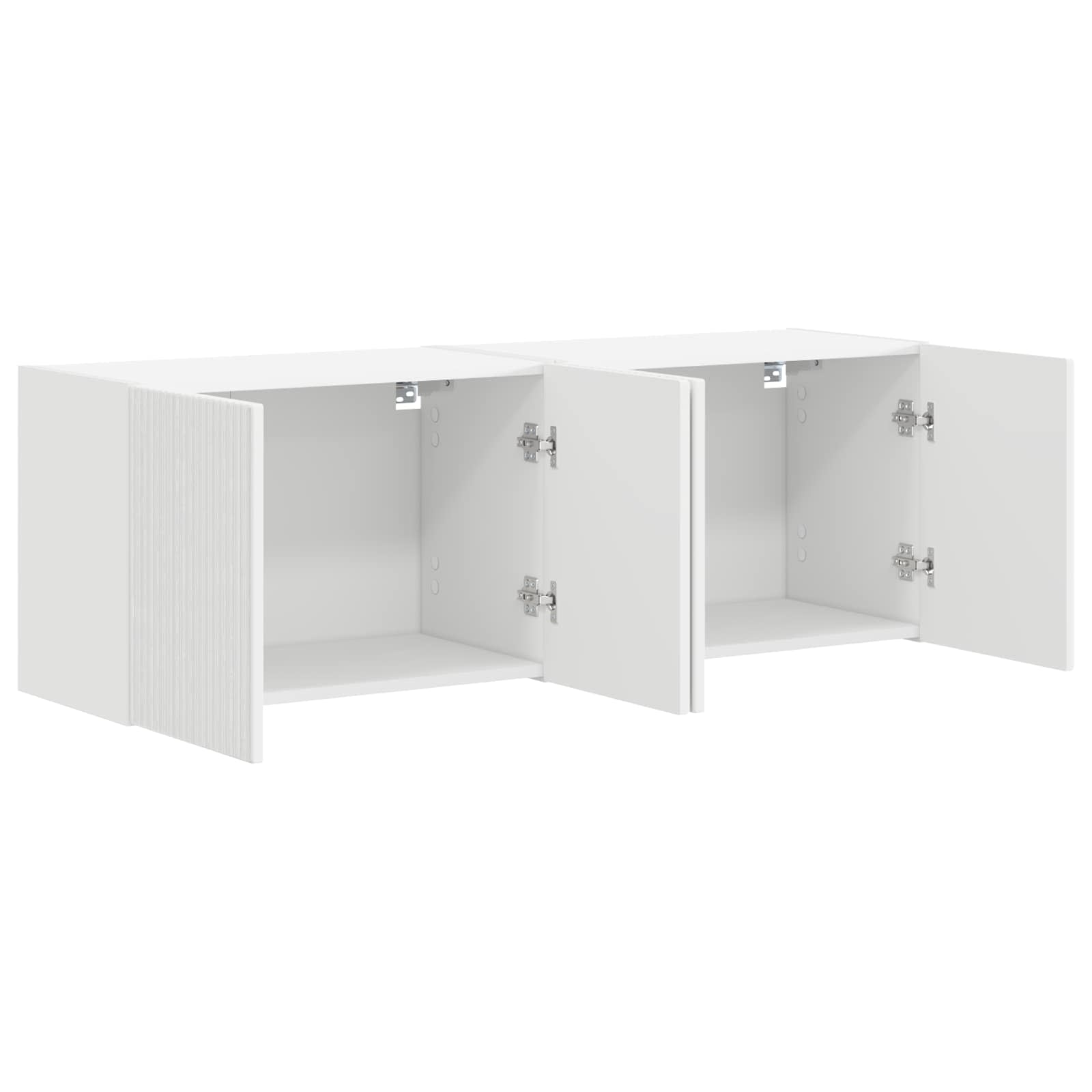 Meuble TV mural 2 pc Blanc Bois d'ingénierie