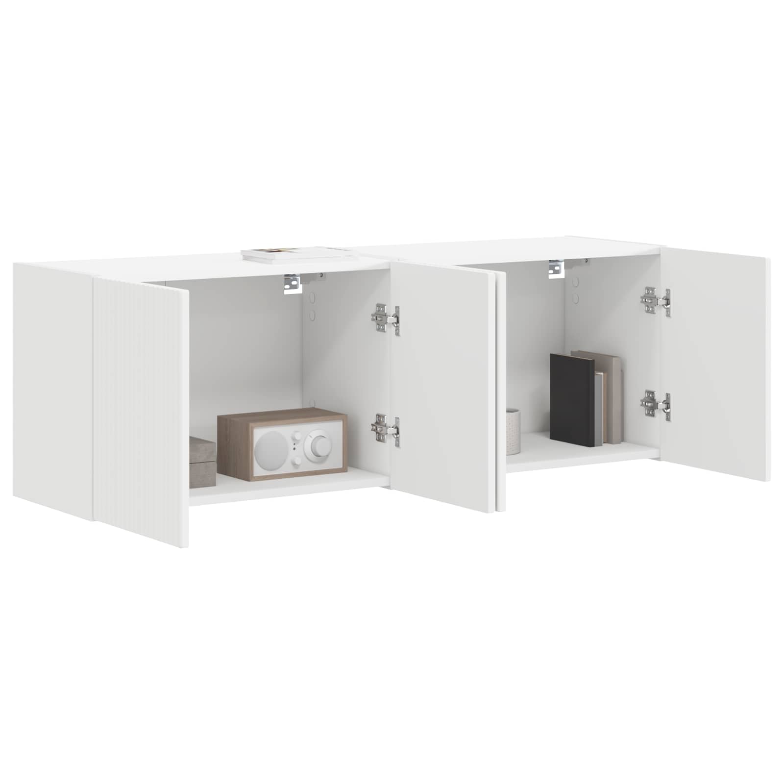 Meuble TV mural 2 pc Blanc Bois d'ingénierie
