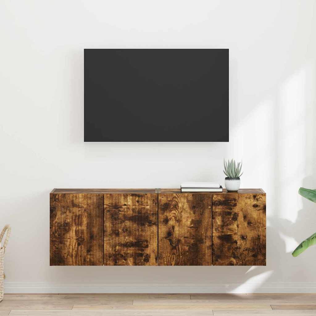 Meuble TV mural 2 pcs Chêne fumé 59,5 x 31 x 40 cm - XIOS