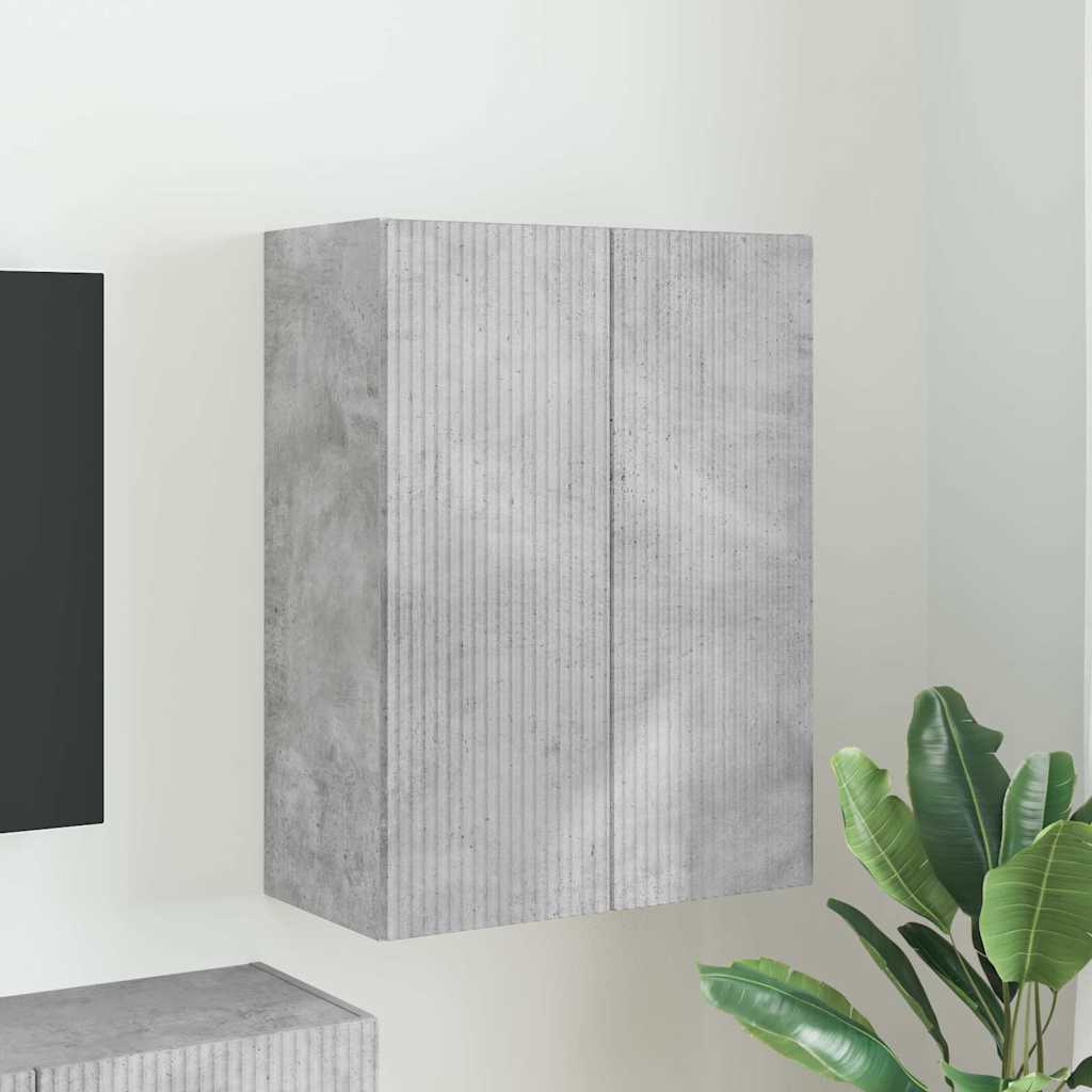 Meuble TV mural Gris béton 59,5 x 31 x 80 cm Bois d'ingénierie - XIOS