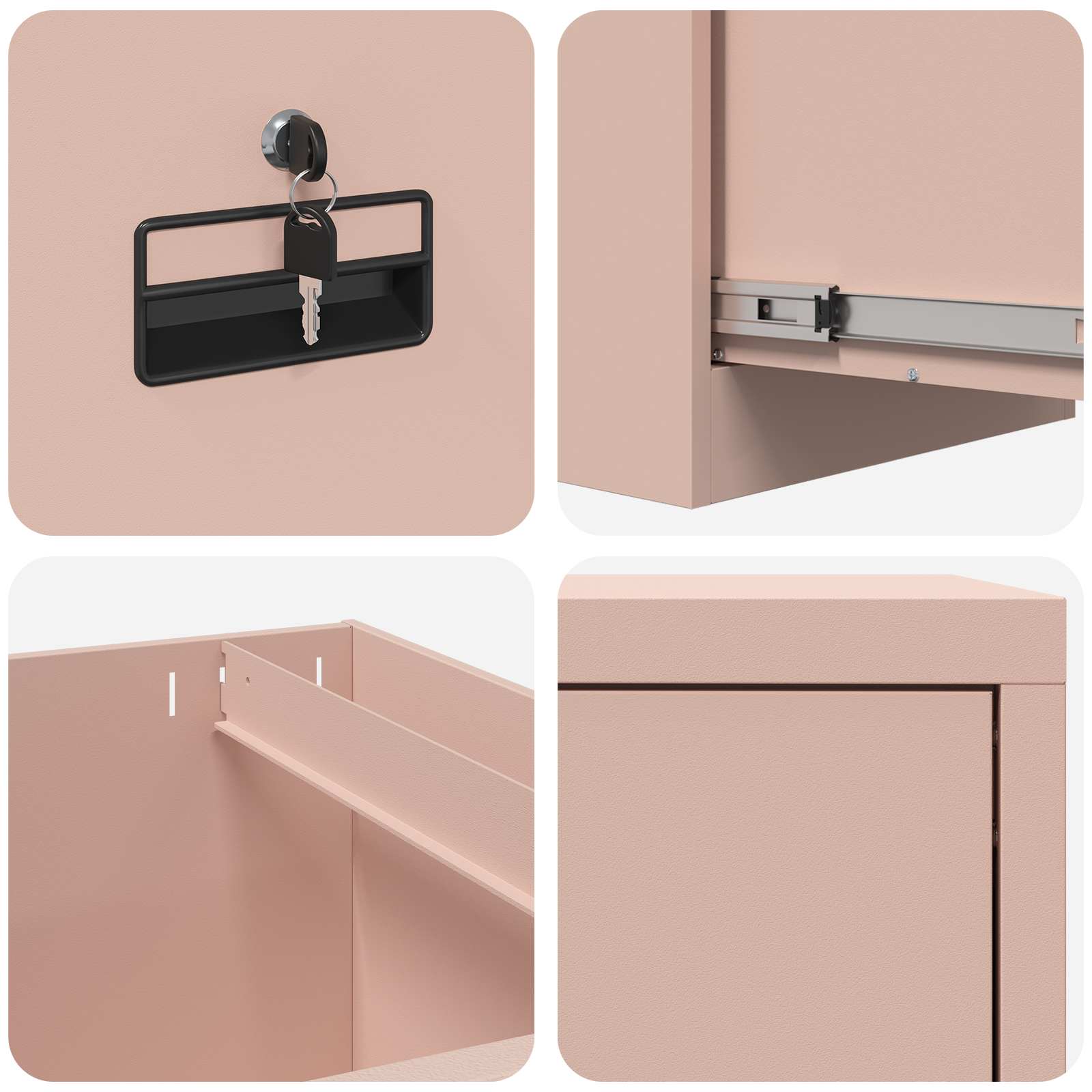 Cabinet de Dossier Rose 44 x 50 x 106.5 cm Acier Laminé à Froid - XIOS