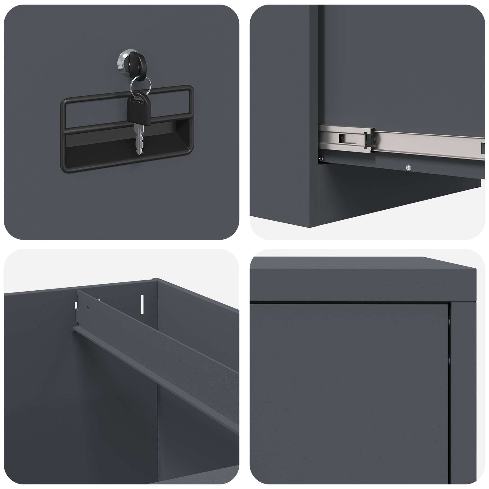 Cabinet de Dossier avec tiroir Anthracite 44 x 50 x 106.5 cm - XIOS