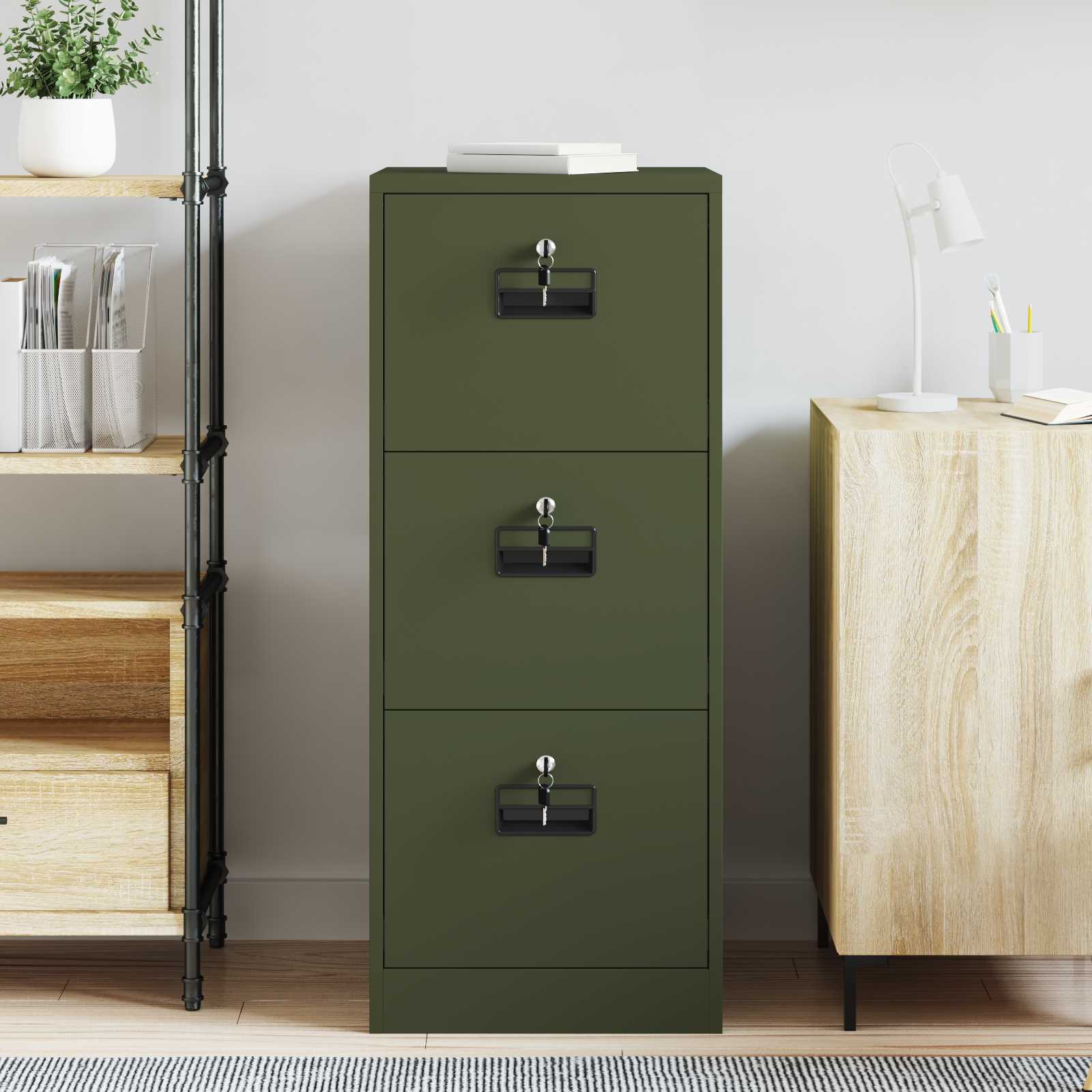 Cabinet de Dossier avec tiroir Vert olive 44 x 50 x 106.5 cm - XIOS