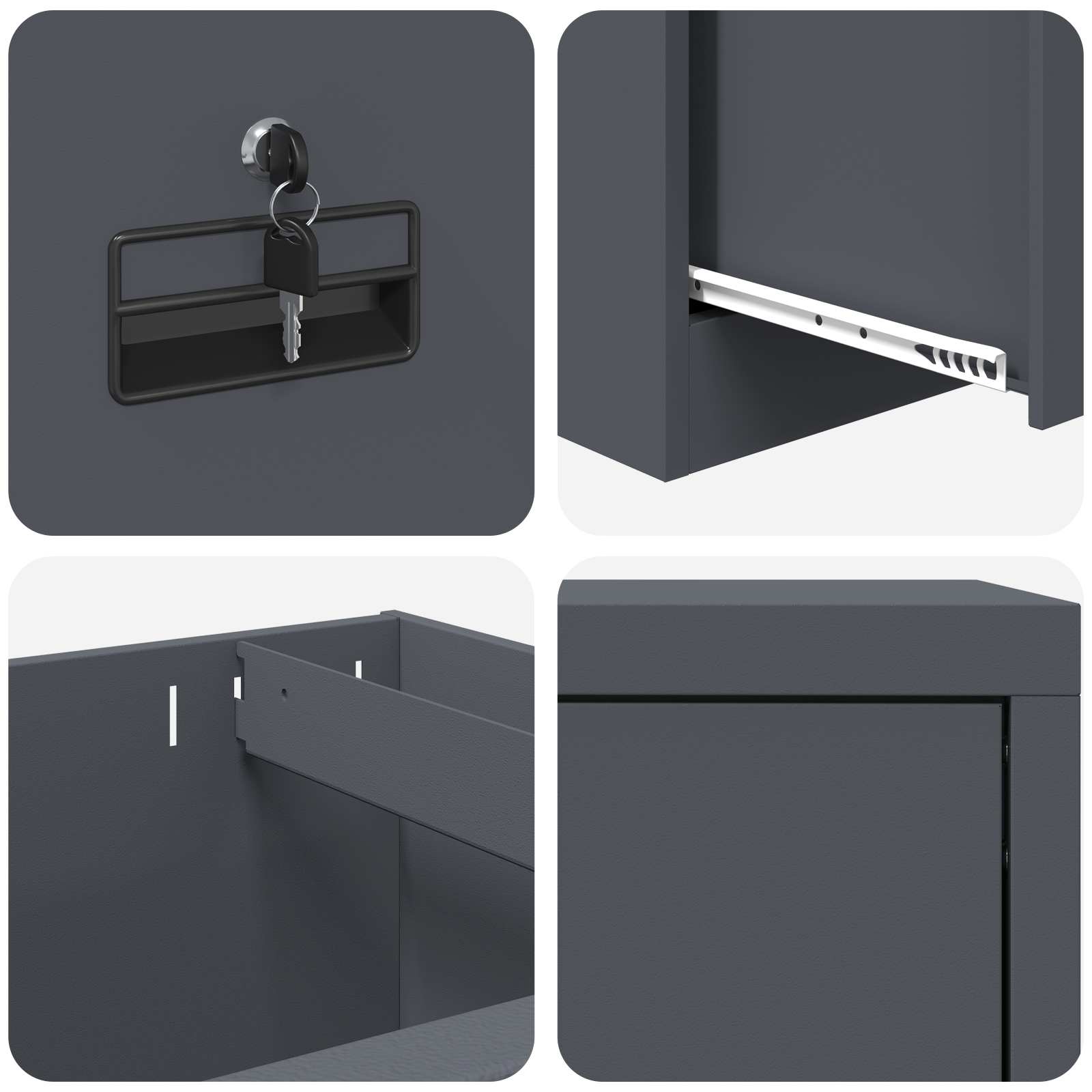 Cabinet de Dossier avec tiroir Anthracite 44 x 50 x 106.5 cm - XIOS