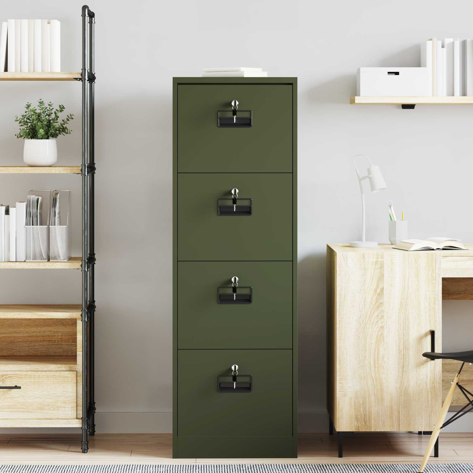 Cabinet de Dossier avec tiroir Vert olive 44 x 50 x 106.5 cm - XIOS