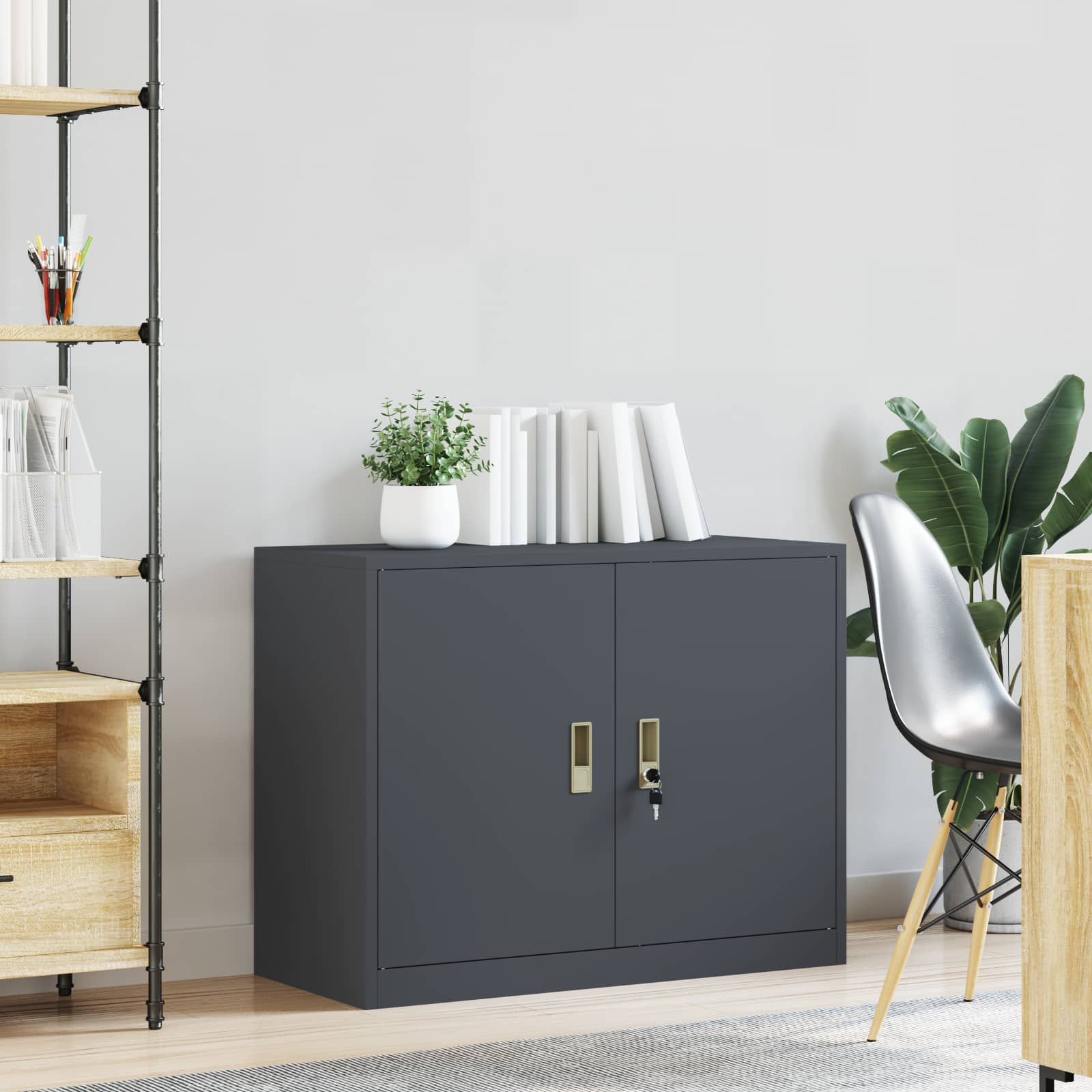Armoire de rangement avec stockage Anthracite 90 x 40 x 70 cm - XIOS