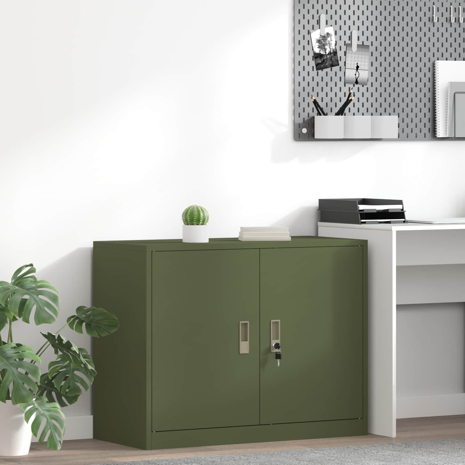 Armoire de rangement avec stockage Vert olive 90 x 40 x 70 cm