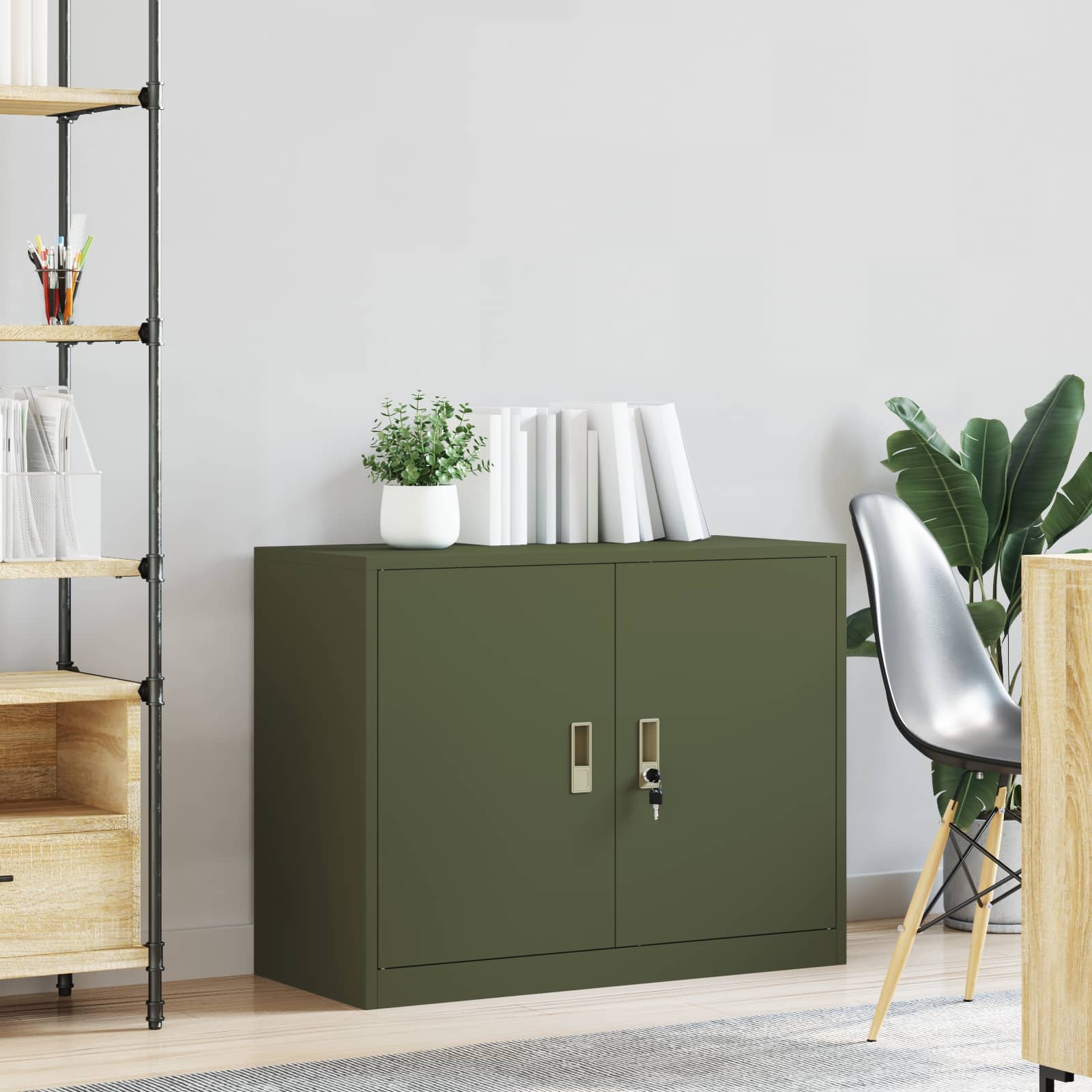 Armoire de rangement avec stockage Vert olive 90 x 40 x 70 cm - XIOS