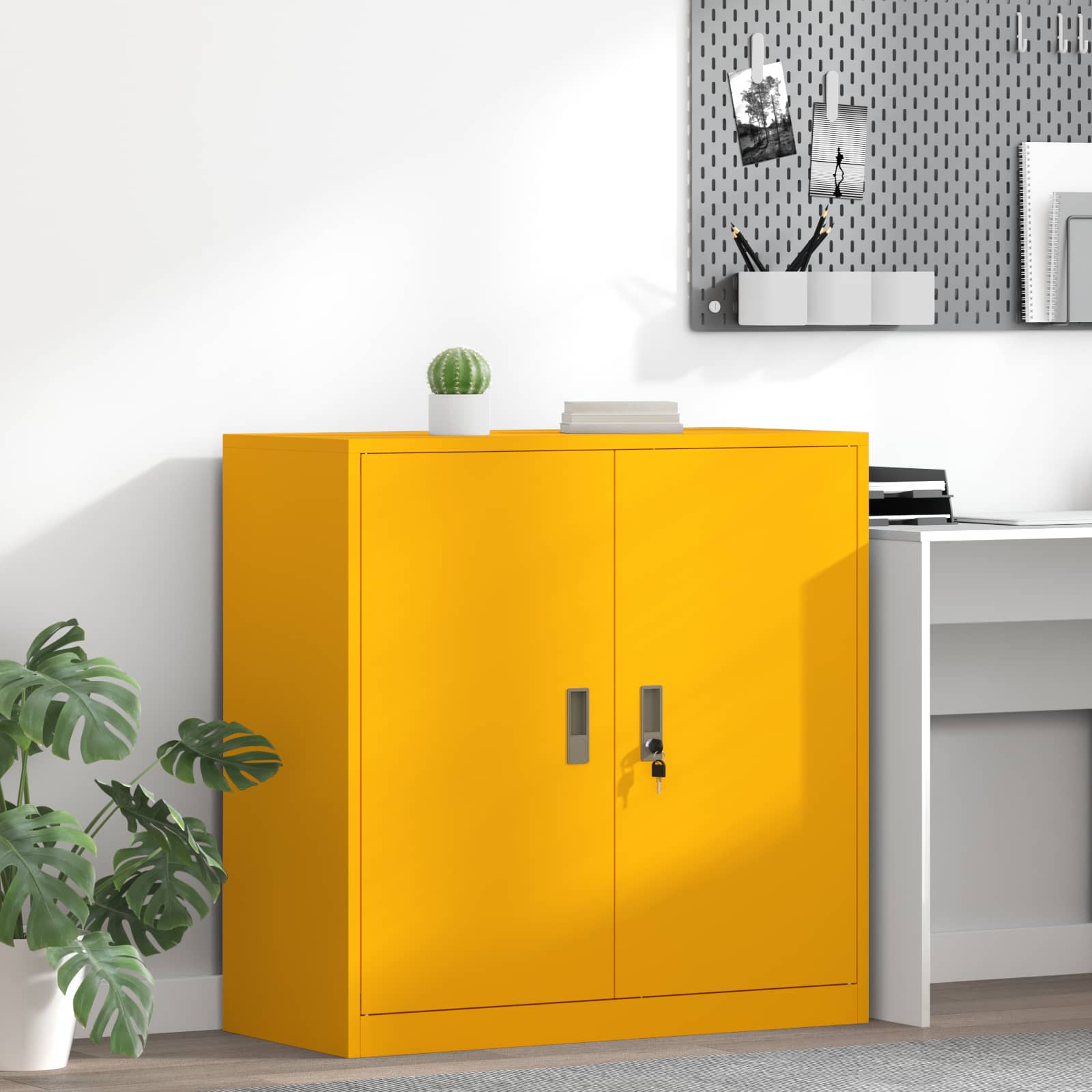 Armoire de rangement Jaune moutarde 90 x 40 x 90 cm - XIOS