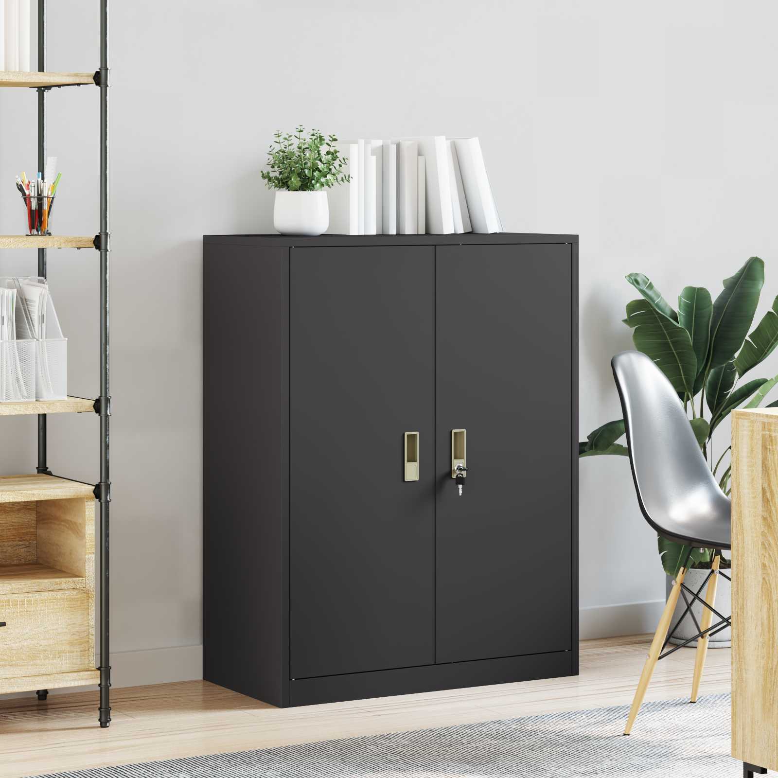 Armoire de rangement Noir 80 x 40 x 105 cm Acier Laminé à Froid - XIOS