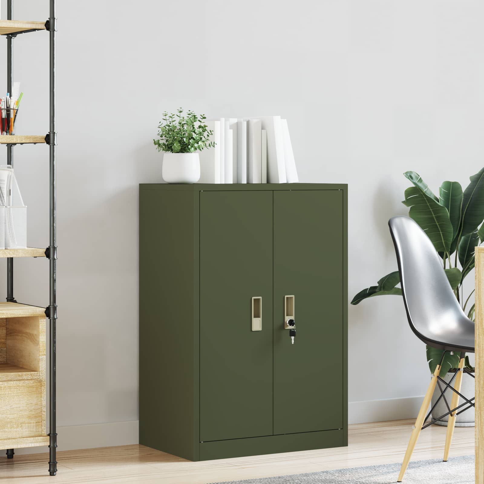 Armoire de rangement avec stockage Vert olive 60 x 40 x 90 cm - XIOS