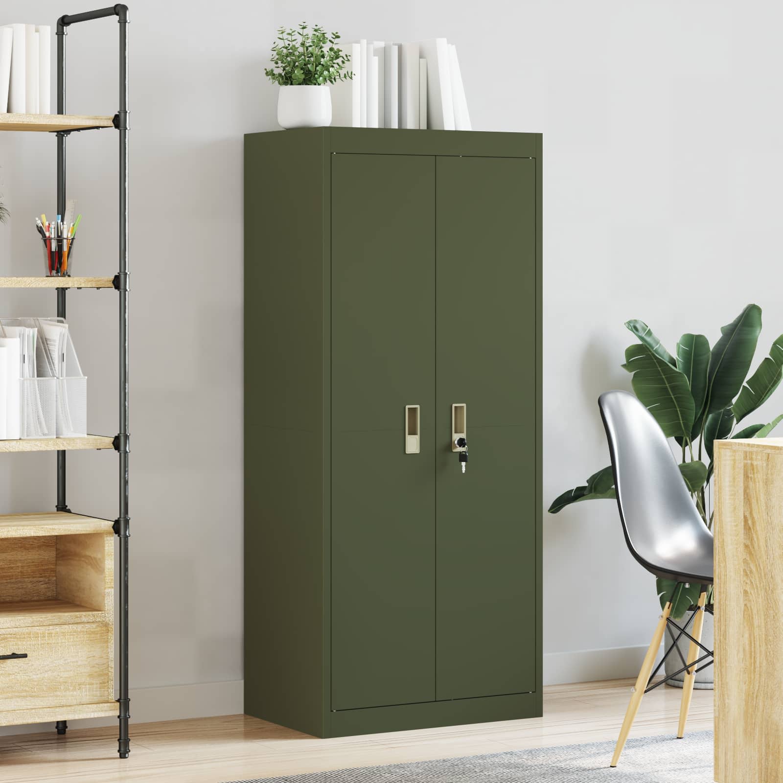 Armoire de rangement avec stockage Vert olive 60 x 40 x 140 cm - XIOS