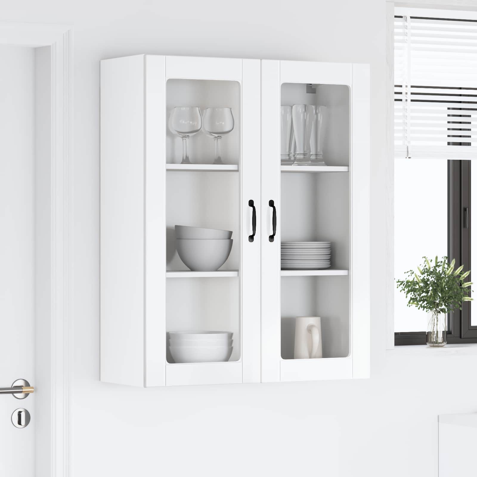 Cabinet en verre mural LUCCA Blanc brillant 80 x 31 x 100 cm - XIOS