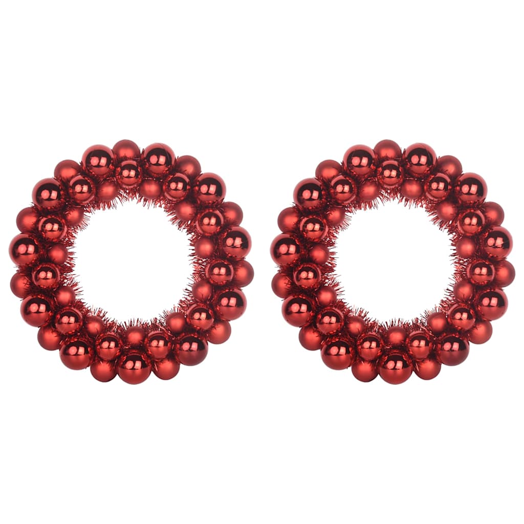 Couronnes de Boules de Noël 2 pcs Rouge 33 x 33 x 7 cm - XIOS
