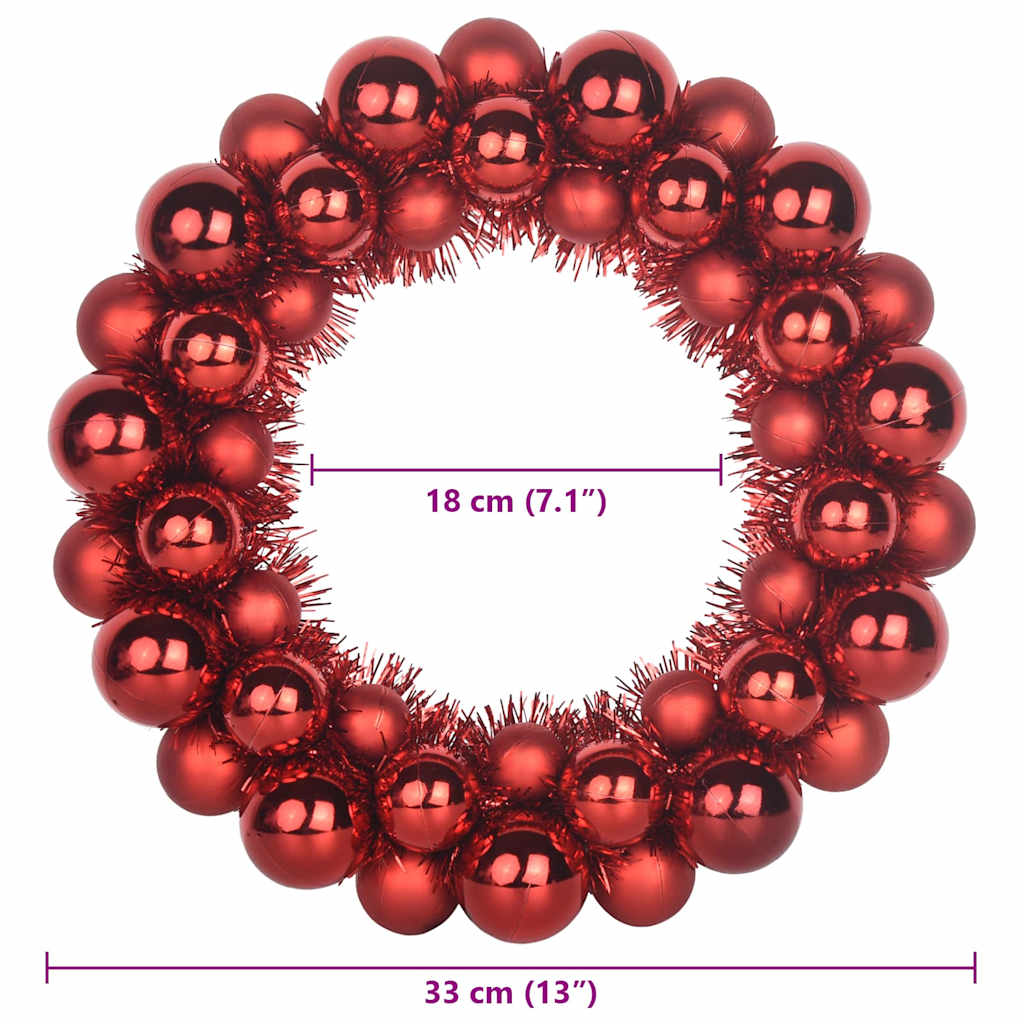 Couronnes de Boules de Noël 2 pcs Rouge 33 x 33 x 7 cm - XIOS