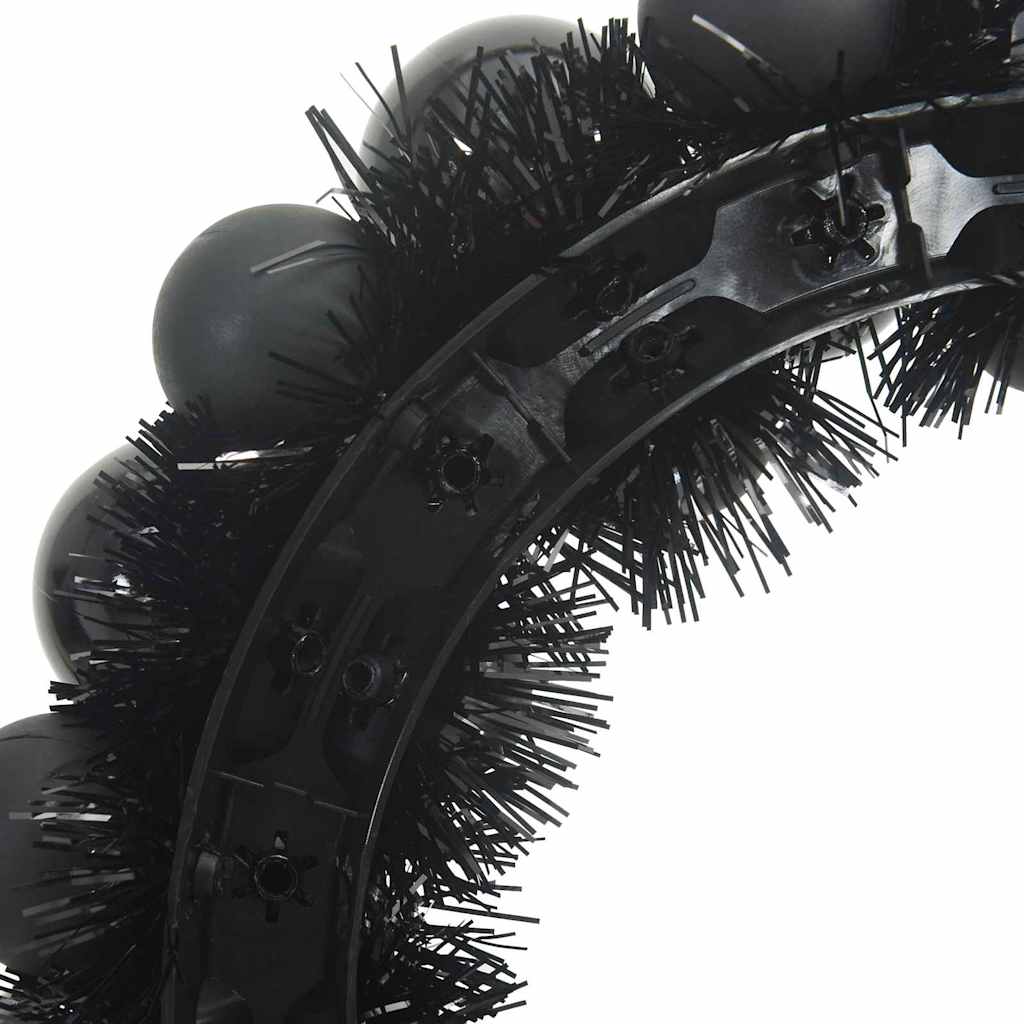 Couronnes de Boules de Noël 2 pcs Noir 33 x 33 x 7 cm